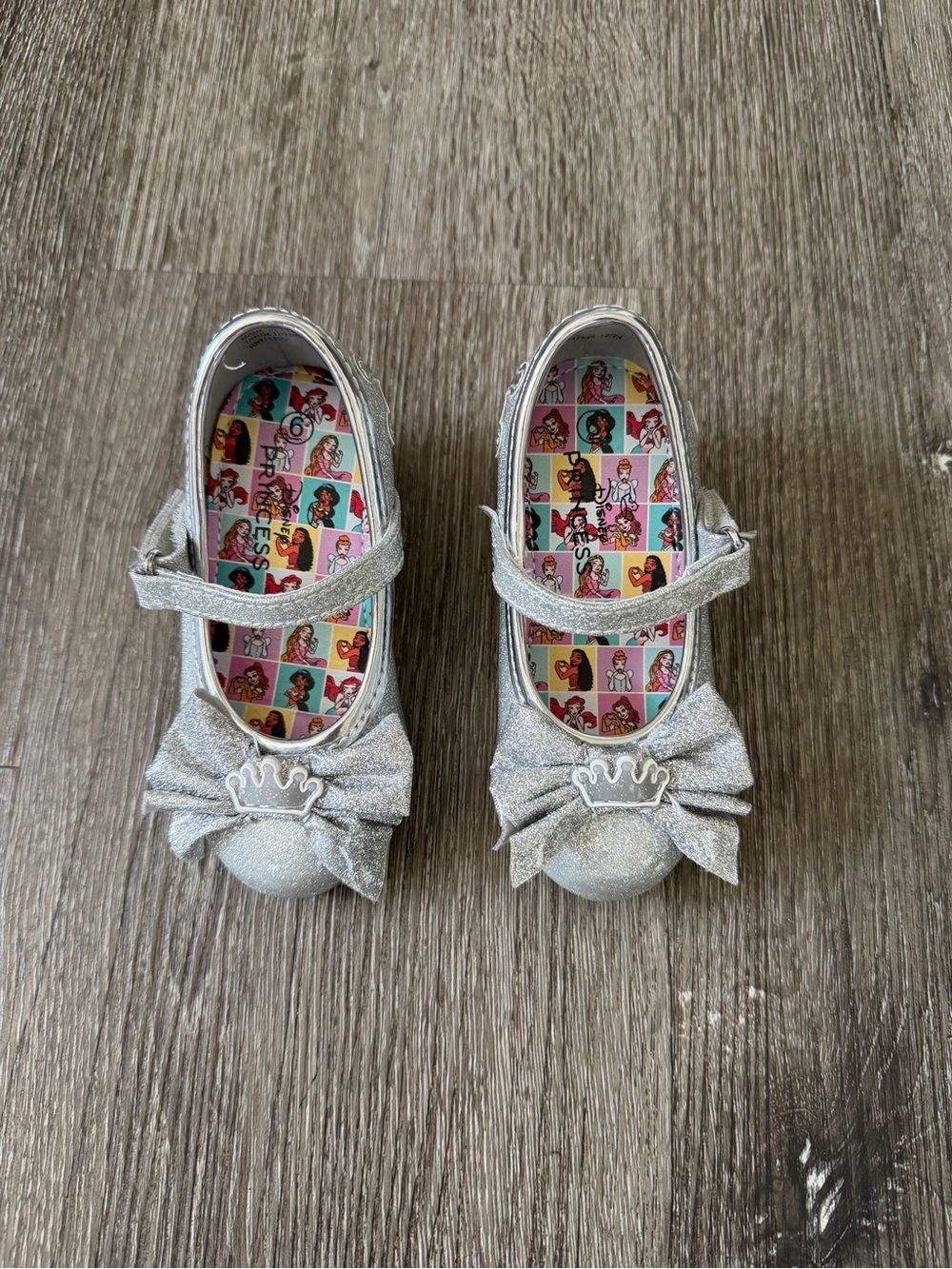 Disney Silver Glitter Mary Jane Shoes with Bow and Crown Accent - Picture 2 of 6